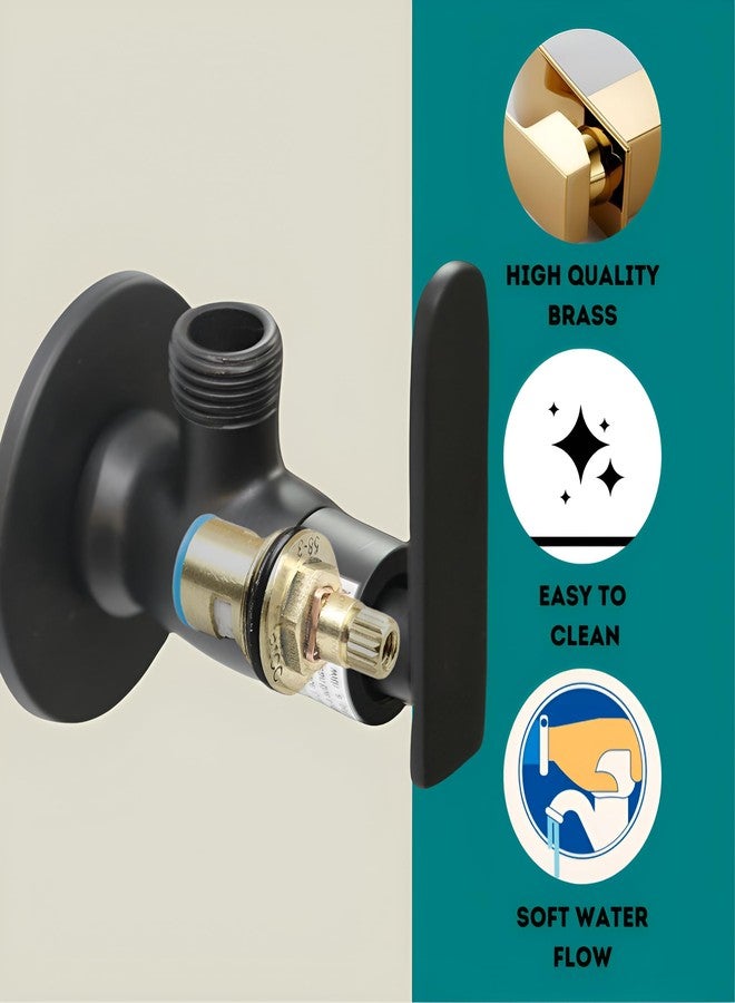 New Ware Brass Angle Valve for Bathroom Angle Valve with Wall Flange Angular Stop Cock for wash Basin and Kitchen (Matt Black Chrome) - Image 2